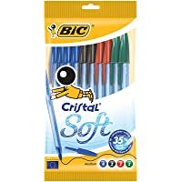 BIC Cristal Soft bolígrafos punta media (1-2 mm) con escritura suave - Colores surtidos- Blíster de 10 unidades…